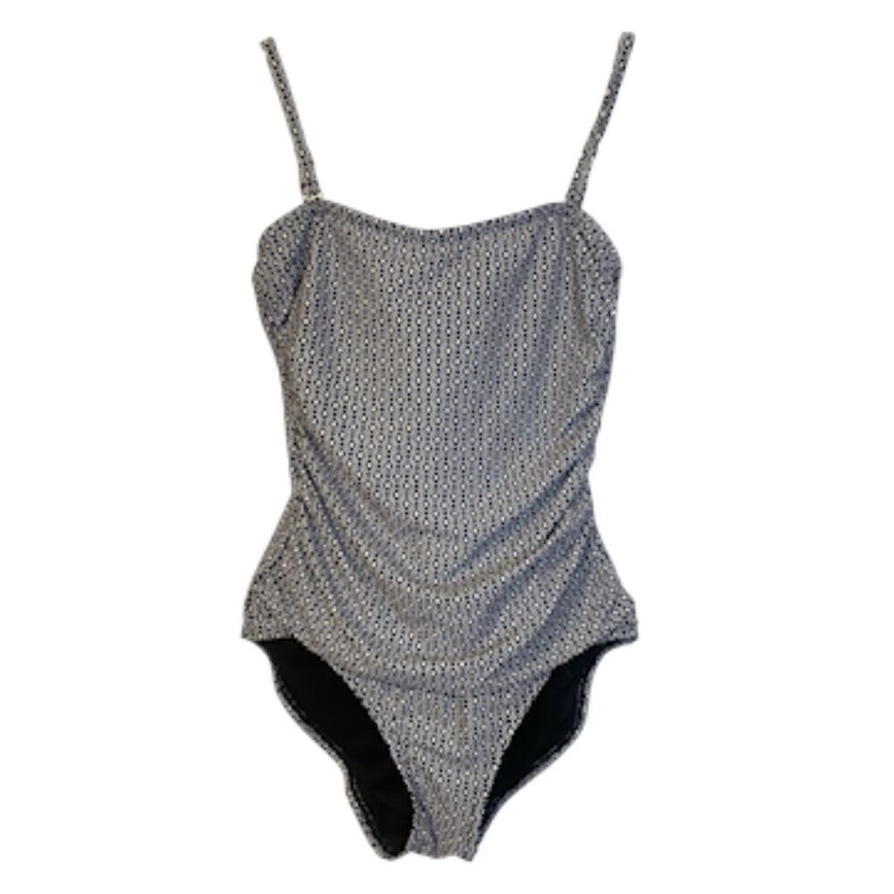 DKNY One Piece Swim Suit Adjustable Straps Sz. M Bra Blue/White - Picture 1 of 13